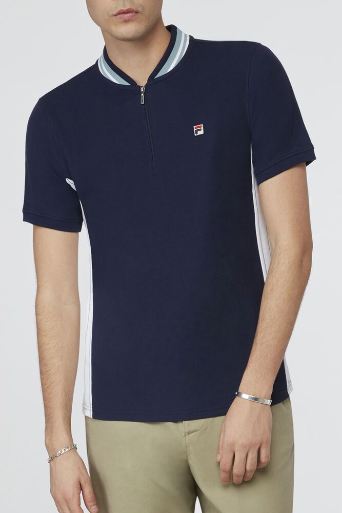 Fila Moretti Henley Navy T-Shirt Mens - NZ 10382-JLOE